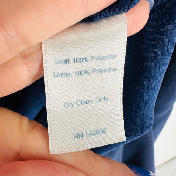 Sail To Sable Navy Blue Ruffle Hem Dress Long Sleeve Size 0 Polyester Womens - Picture 7 of 8